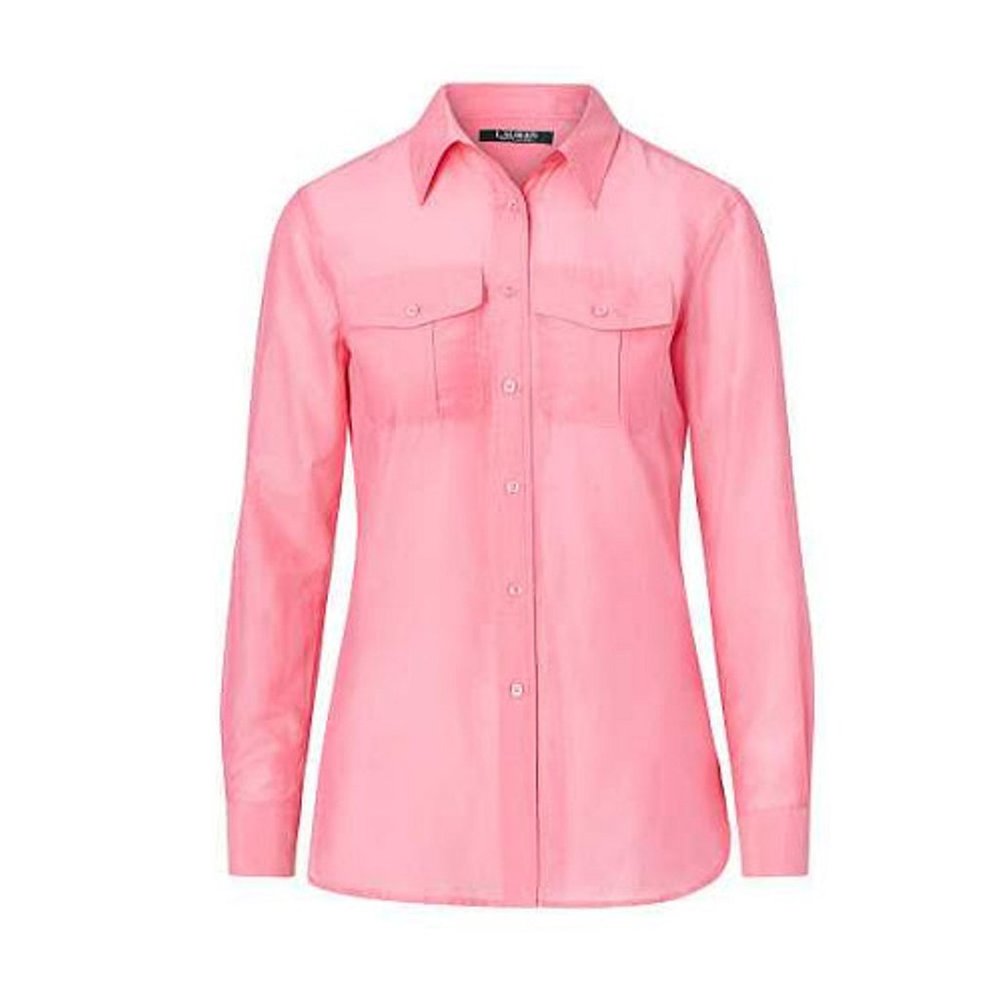 RALPH LAUREN Rose Pink Cotton Silk Voile Shirt Top L